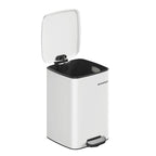 SONGMICS Cubo de Basura, Cubo de Basura de 20/30 L, Cubo de Basura de Cocina de Acero Inoxidable, con Cubo Interior, Cierre Suave y Permanece Abierto, Beige Arena/Negro Tinta/Plata Metálico/Azul Medianoche/Blanco Nube