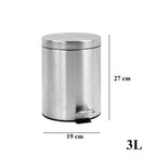 Papelera baño metal plateada, cubo de basura de 3L, 5L, 7L y 12L con pedal de acero inoxidable, papelera moderna de metal para baño con cubo interior de plástico.