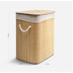 Cesto de Bambú con Tapa para la Ropa Sucia Compartimento Cubo Colada Lavanderia Plegable con Asa de Cuerda Cesta de Almacenamiento Organizador Cubierta Bolsa Extraíble Laundry Basket