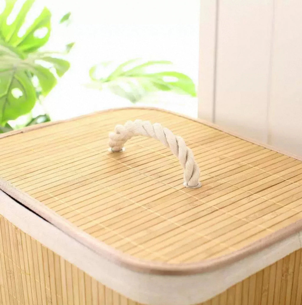 Cesto para Ropa Sucia Plegable de Bambú con Tapa Asas y Bolsa Extraíble Grande Organizador Ecológico y Resistente para Dormitorios y Lavandería