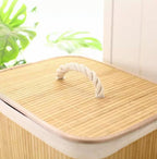 Cesto para Ropa Sucia Plegable de Bambú con Tapa Asas y Bolsa Extraíble Grande Organizador Ecológico y Resistente para Dormitorios y Lavandería