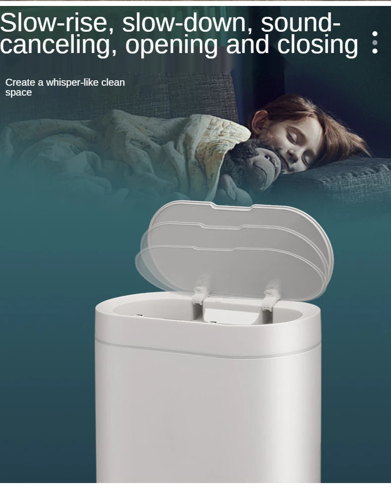 Cubo de basura con Sensor inteligente de 8L/7L, cubo de basura electrónico automático para el hogar, cubo de basura para cocina, inodoro, impermeable, cubo con Sensor de costura estrecha