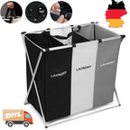 Cesta de lavandería de 3 rejillas, organizador de ropa sucia plegable, cesta de almacenamiento impermeable para baño, contenedores plegables para ropa y juguetes