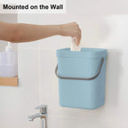 Cubo de basura pequeño de plástico, cubo de basura pequeño colgante con tapa debajo del fregadero para cocina, cubo de basura para alimentos, cubo de basura montable para Baño