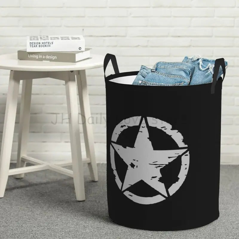 Cesto para la colada táctico militar con forma de estrella y calavera, cesta grande para la colada, cestas plegables para ropa sucia para guardería, dormitorio, decoración del hogar