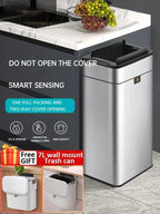 Nueva bote de basura de inducción inteligente para el hogar con tapa, inodoro, cocina, gran capacidad, sala de estar, embalaje automático, cubo de basura