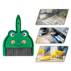 Mini recogedor y escoba de escritorio, cepillo de limpieza de rana para mesa de sala de estar, teclado, juego de limpieza de cepillo de pala de plástico para coche