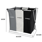Cesta de lavandería de 3 rejillas, organizador de ropa sucia plegable, cesta de almacenamiento impermeable para baño, contenedores plegables para ropa y juguetes