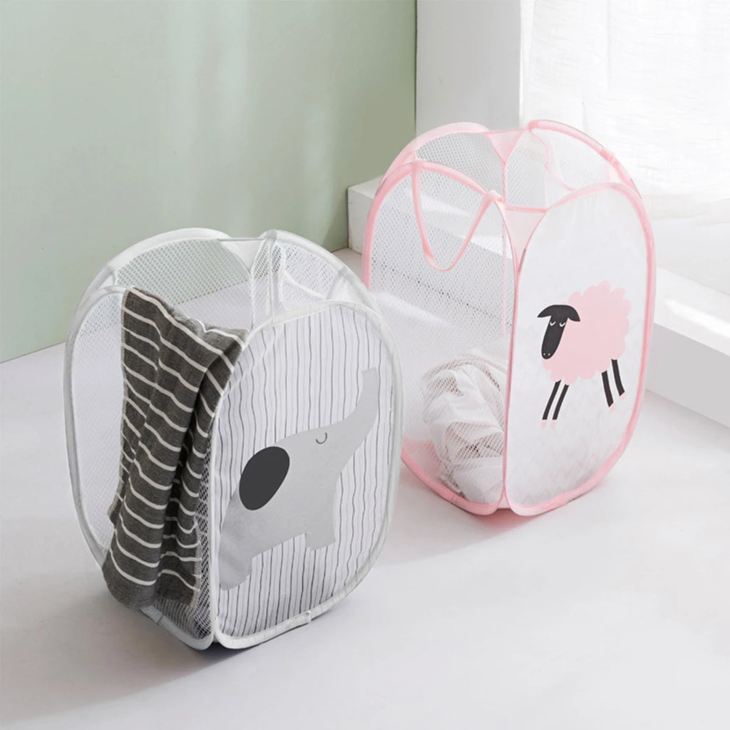 Cesta de ropa sucia de malla plegable de dibujos animados