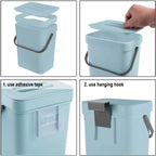 Cubo de basura pequeño de plástico, cubo de basura pequeño colgante con tapa debajo del fregadero para cocina, cubo de basura para alimentos, cubo de basura montable para Baño