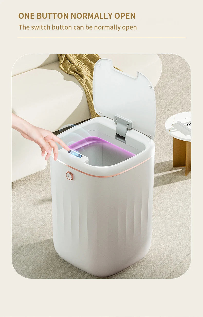 Cubo de basura inteligente para baño de 24/20L, cubo de basura con Sensor automático, cubo de basura de inducción de gran capacidad para cocina y baño