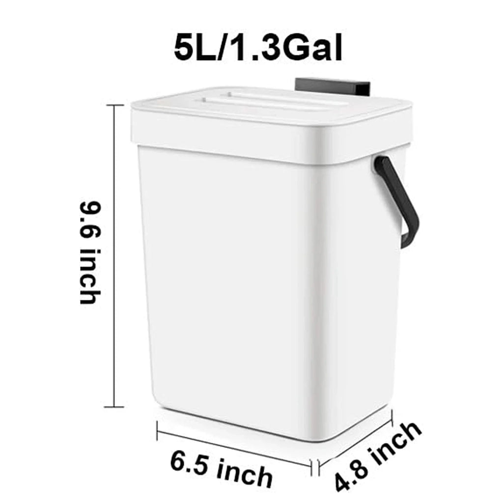 Cubo de basura pequeño de plástico, cubo de basura pequeño colgante con tapa debajo del fregadero para cocina, cubo de basura para alimentos, cubo de basura montable para Baño