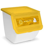 Cubo de Basura de Reciclaje - Pack 3 Cubos Apilables de Cocina con Ruedas - Capacidad 36 L - Ideal para Reciclar (Plástico - Papel - Vidrio)