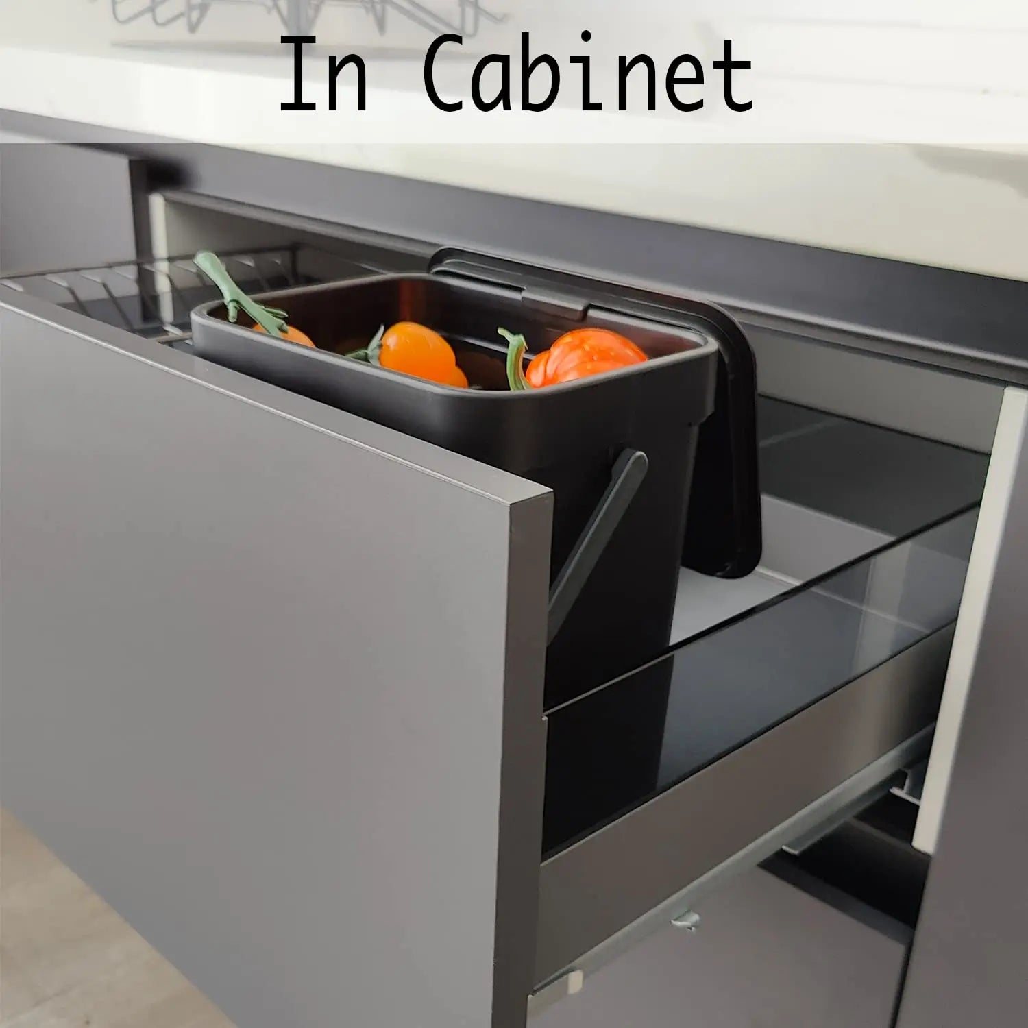 Cubo de basura pequeño de plástico, cubo de basura pequeño colgante con tapa debajo del fregadero para cocina, cubo de basura para alimentos, cubo de basura montable para Baño