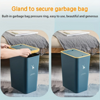 Cubo de basura para baño, cubo de basura de 15L con tapa superior de prensa para cocina, dormitorio, sala de estar, papelera de plástico con tapa emergente, 1 ud.