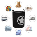 Cesto para la colada táctico militar con forma de estrella y calavera, cesta grande para la colada, cestas plegables para ropa sucia para guardería, dormitorio, decoración del hogar