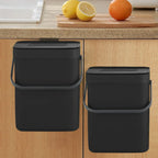 Cubo de basura pequeño de plástico, cubo de basura pequeño colgante con tapa debajo del fregadero para cocina, cubo de basura para alimentos, cubo de basura montable para Baño