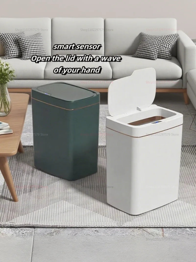 Cubo de basura con Sensor inteligente sin contacto, 15L, ensacado automático, cubo de basura eléctrico para baño, inalámbrico, blanco, eliminación inteligente de cocina para el hogar