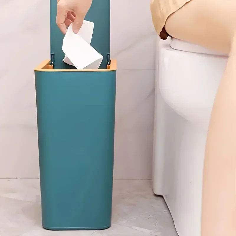 Popular cubo de basura que ahorra espacio resistente a mascotas de 10 litros, caja de plástico duradera a prueba de olores, adecuada para baño y cocina a prueba de fugas