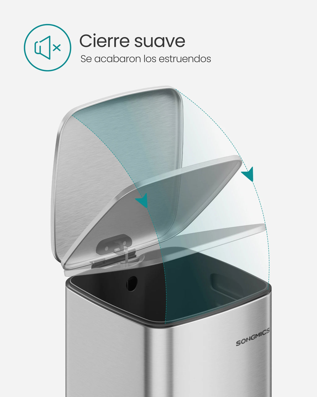 SONGMICS-papelera de cocina de 8 galones con Pedal de acero, cubo interior, cierre suave y se mantiene abierto, color plateado metálico, 30 L，Beige Arena/Negro Tinta