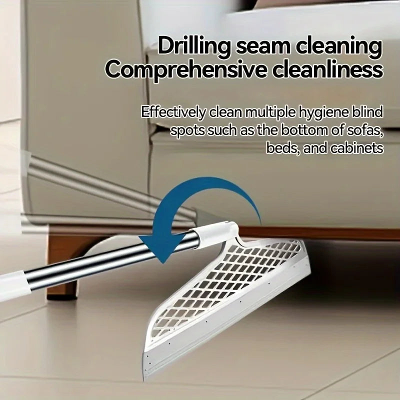 Escoba mágica con cabeza desmontable, raspador de silicona de doble cara, mango de plástico 180 °   Diseño de fácil almacenamiento para baño y sala de estar