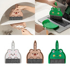 Mini recogedor y escoba de escritorio, cepillo de limpieza de rana para mesa de sala de estar, teclado, juego de limpieza de cepillo de pala de plástico para coche