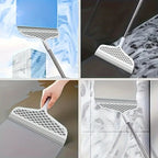 Escoba mágica con cabeza desmontable, raspador de silicona de doble cara, mango de plástico 180 °   Diseño de fácil almacenamiento para baño y sala de estar