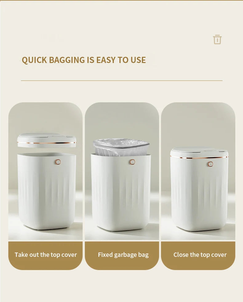 Cubo de basura inteligente para baño de 24/20L, cubo de basura con Sensor automático, cubo de basura de inducción de gran capacidad para cocina y baño