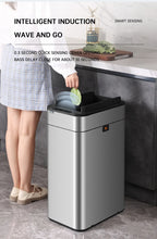 Nueva bote de basura de inducción inteligente para el hogar con tapa, inodoro, cocina, gran capacidad, sala de estar, embalaje automático, cubo de basura