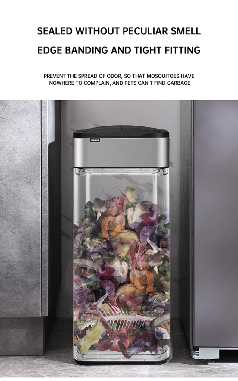 Nueva bote de basura de inducción inteligente para el hogar con tapa, inodoro, cocina, gran capacidad, sala de estar, embalaje automático, cubo de basura