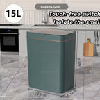 Cubo de basura con Sensor inteligente sin contacto, 15L, ensacado automático, cubo de basura eléctrico para baño, inalámbrico, blanco, eliminación inteligente de cocina para el hogar