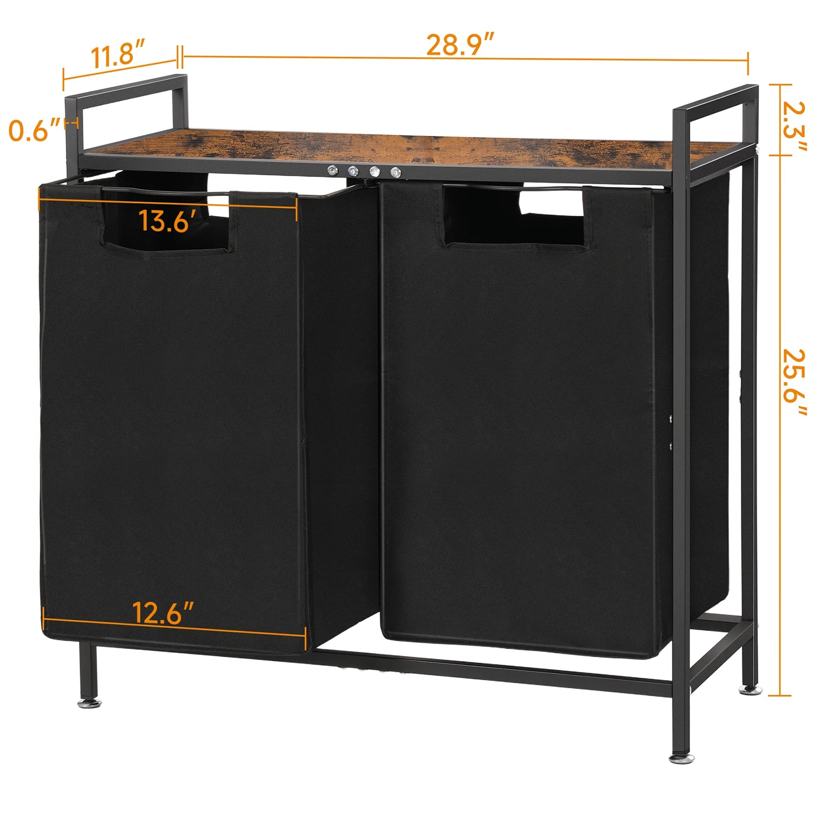 Cestos para la colada con mesa superior de madera natural, 2 bolsas extraíbles extraíbles, dos modos para llevar cesta para la colada