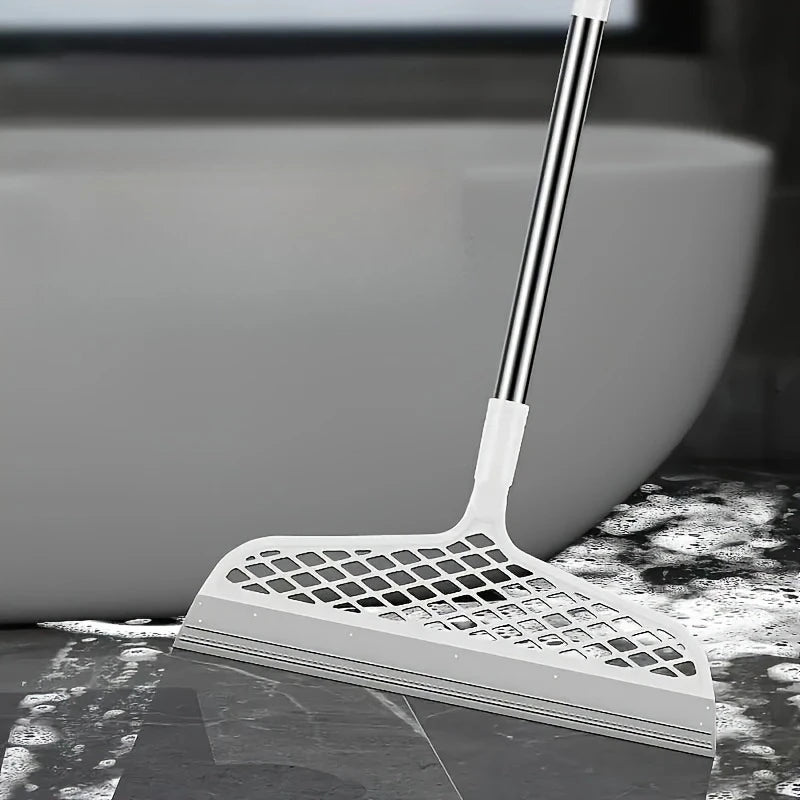 Escoba mágica con cabeza desmontable, raspador de silicona de doble cara, mango de plástico 180 °   Diseño de fácil almacenamiento para baño y sala de estar