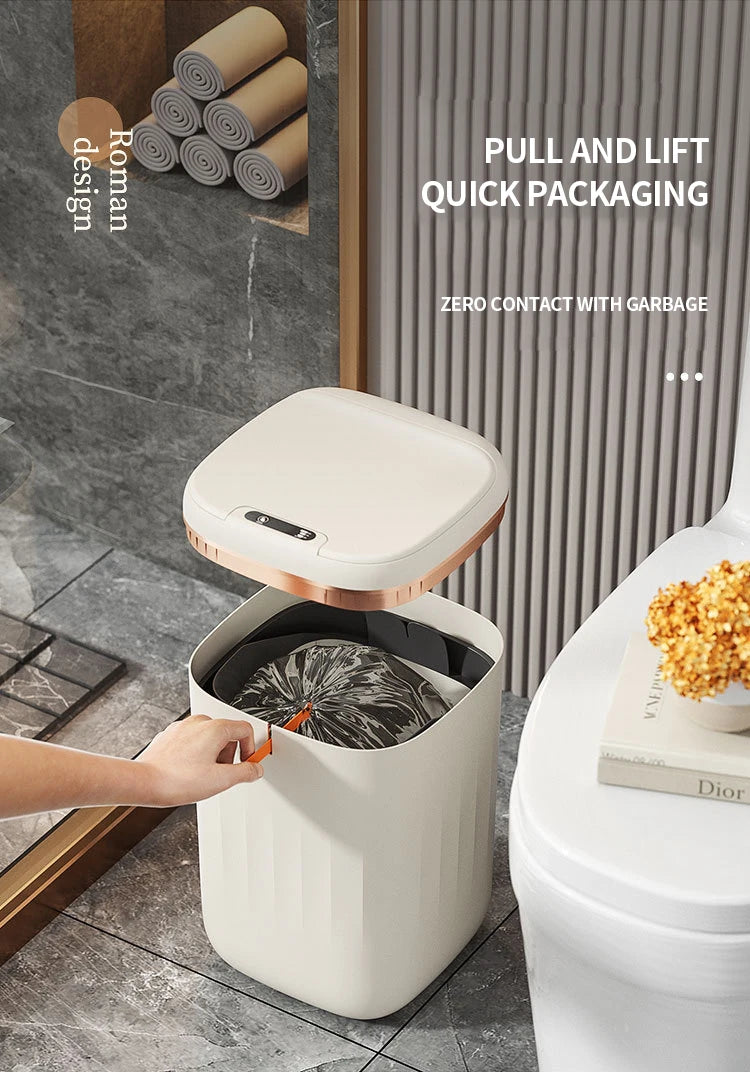 Cubo de basura con Sensor inteligente de 24L, cubo de basura electrónico para baño, cubo de basura con Sensor inteligente automático para cocina, inodoro