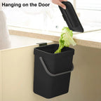 Cubo de basura pequeño de plástico, cubo de basura pequeño colgante con tapa debajo del fregadero para cocina, cubo de basura para alimentos, cubo de basura montable para Baño