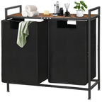 Cestos para la colada con mesa superior de madera natural, 2 bolsas extraíbles extraíbles, dos modos para llevar cesta para la colada