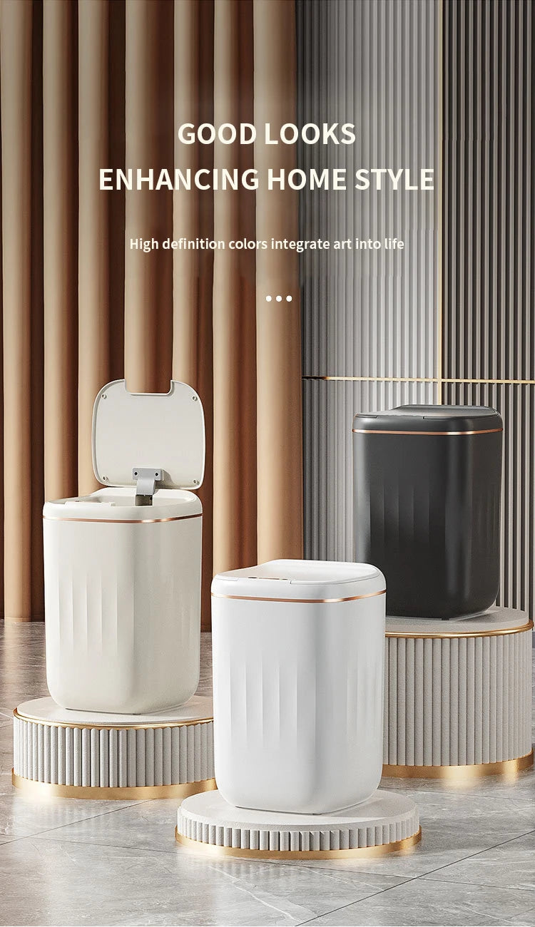 Cubo de basura con Sensor inteligente de 24L, cubo de basura electrónico para baño, cubo de basura con Sensor inteligente automático para cocina, inodoro