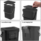Cubo de basura pequeño de plástico, cubo de basura pequeño colgante con tapa debajo del fregadero para cocina, cubo de basura para alimentos, cubo de basura montable para Baño
