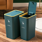 Cubo de basura para baño, cubo de basura de 15L con tapa superior de prensa para cocina, dormitorio, sala de estar, papelera de plástico con tapa emergente, 1 ud.