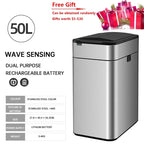 Cubo de basura de 9/15/20/30/40/50/60L, cubo de basura con Sensor inteligente de acero inoxidable de gran capacidad, cubo de basura automático, cubo de basura de cocina