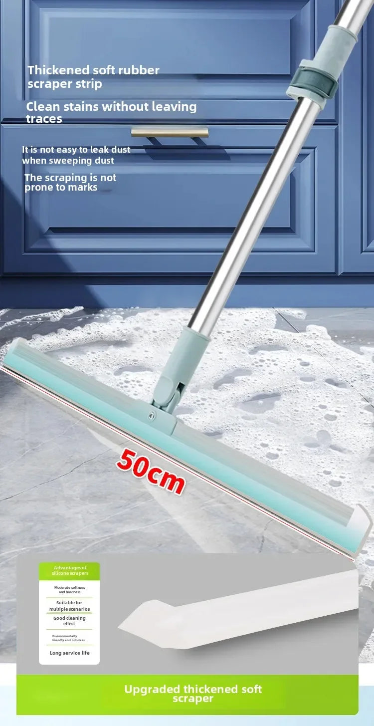 Escoba mágica de silicona para suelo de baño, rascador de limpieza para el baño del hogar, mango de plástico, uso seco y húmedo dos en uno