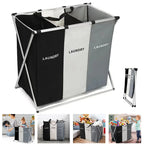 Cesta de lavandería de 3 rejillas, organizador de ropa sucia plegable, cesta de almacenamiento impermeable para baño, contenedores plegables para ropa y juguetes