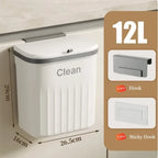 Cubo de basura de cocina, cubo de basura colgante montado en la pared con tapa, cubo de basura para gabinete debajo del fregadero, cubo de basura para Compost, 8,5/12L