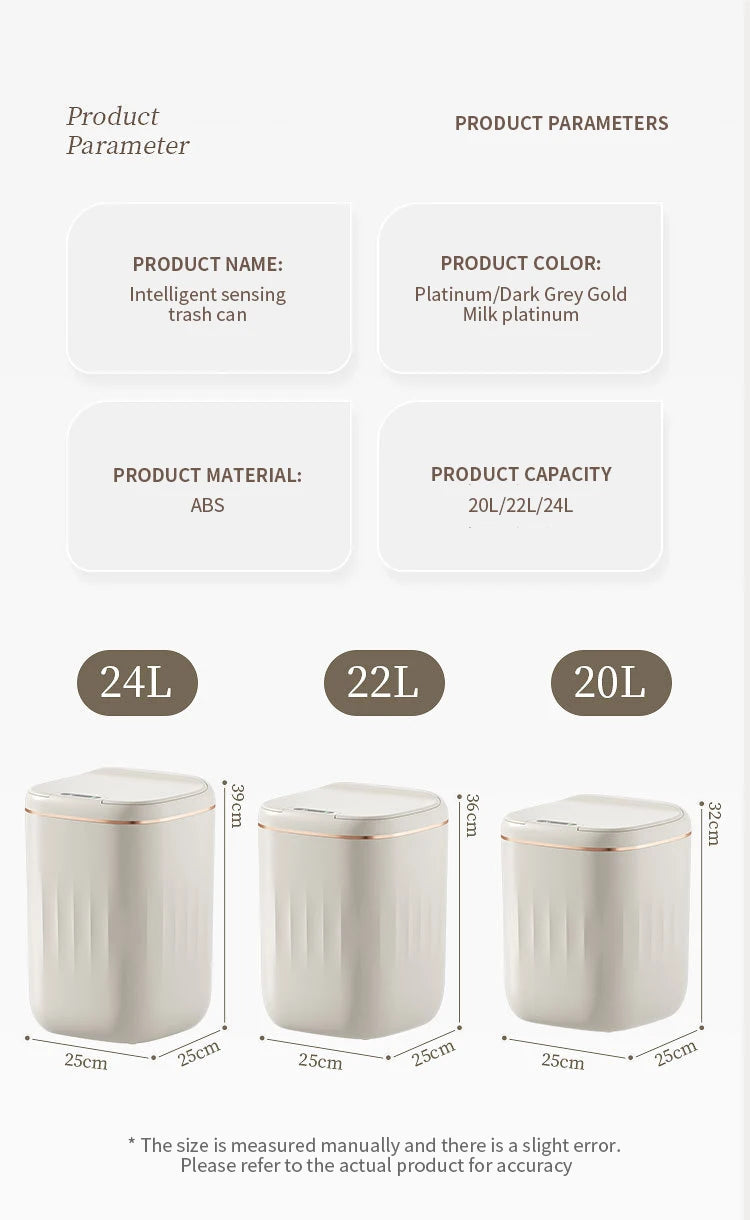 Cubo de basura con Sensor inteligente de 24L, cubo de basura electrónico para baño, cubo de basura con Sensor inteligente automático para cocina, inodoro