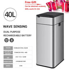 Cubo de basura de 9/15/20/30/40/50/60L, cubo de basura con Sensor inteligente de acero inoxidable de gran capacidad, cubo de basura automático, cubo de basura de cocina