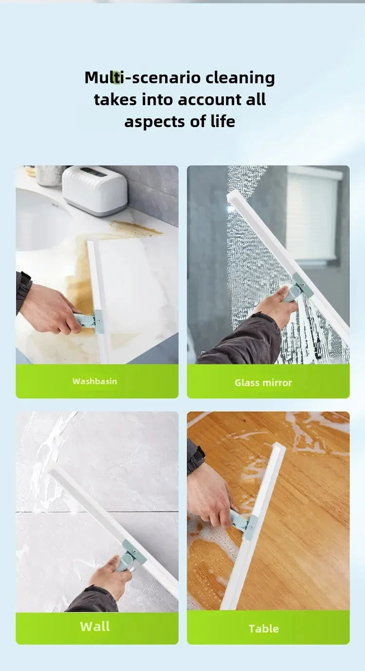 Escoba mágica de silicona para suelo de baño, rascador de limpieza para el baño del hogar, mango de plástico, uso seco y húmedo dos en uno