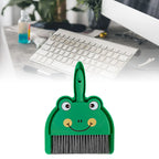 Mini recogedor y escoba de escritorio, cepillo de limpieza de rana para mesa de sala de estar, teclado, juego de limpieza de cepillo de pala de plástico para coche
