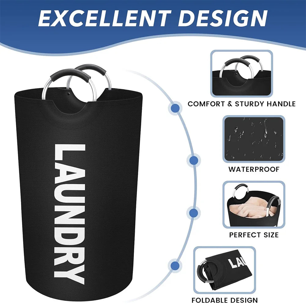Bolsa de lavandería impermeable de 82L, cesta de lavandería plegable de gran capacidad, cesta de almacenamiento de ropa con asa para lavandería y dormitorio