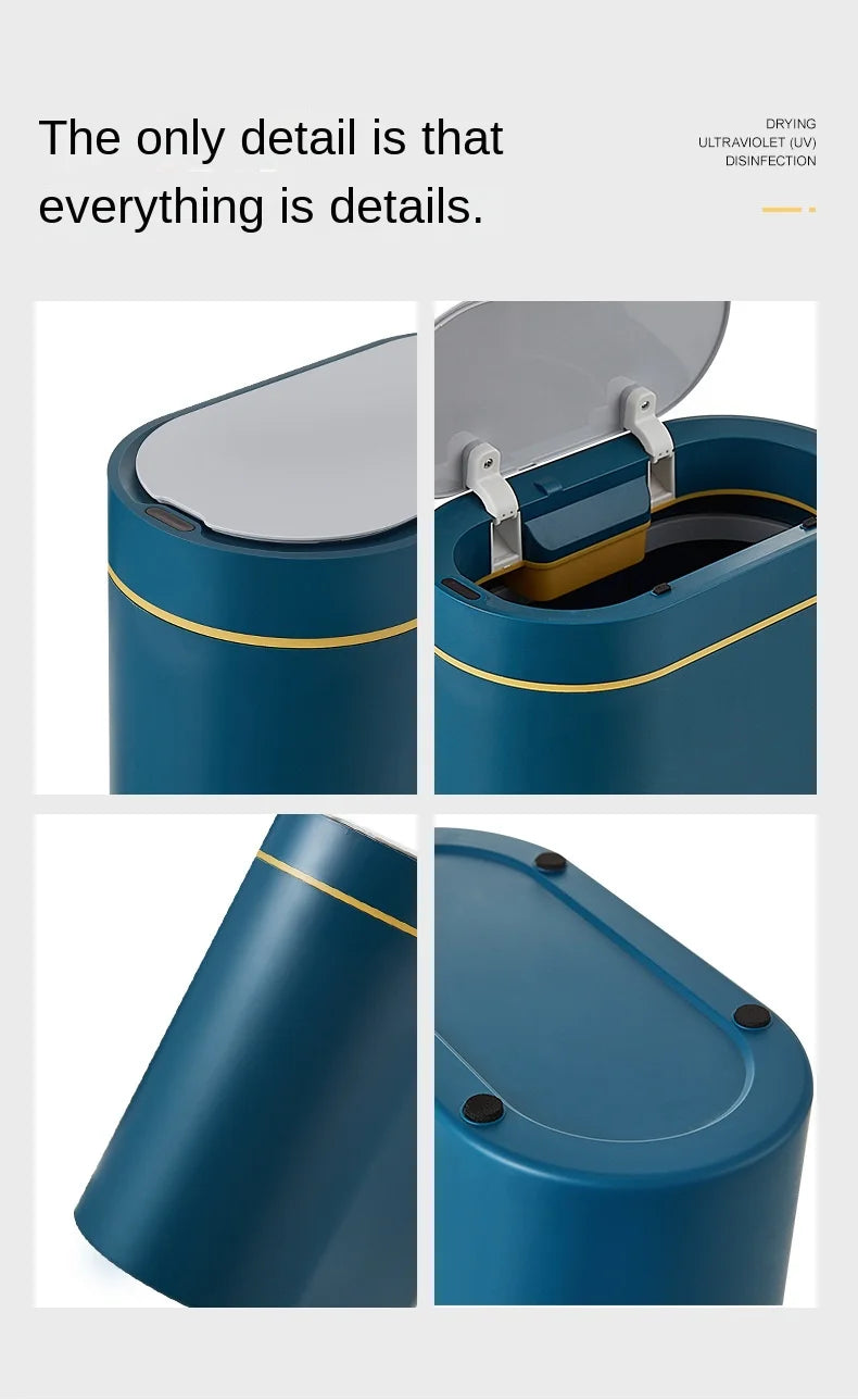 Cubo de basura con Sensor inteligente de 8L/7L, cubo de basura electrónico automático para el hogar, cubo de basura para cocina, inodoro, impermeable, cubo con Sensor de costura estrecha