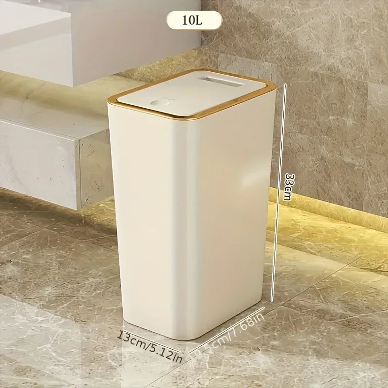 Popular cubo de basura que ahorra espacio resistente a mascotas de 10 litros, caja de plástico duradera a prueba de olores, adecuada para baño y cocina a prueba de fugas